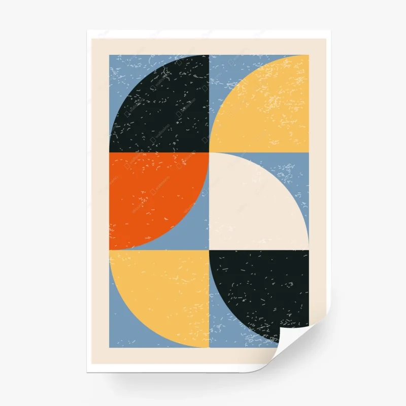 Carta da parati composizione geometrica mid-century dai colori caldi