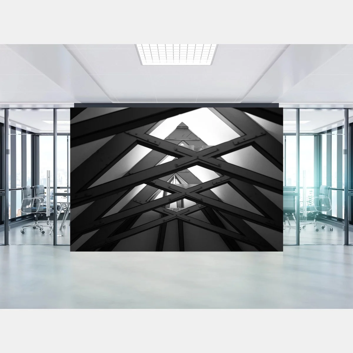 Carta da parati geometrie d'acciaio in prospettiva • Wallissimo® Carta da parati geometrie d'acciaio in prospettiva • Wallissimo®