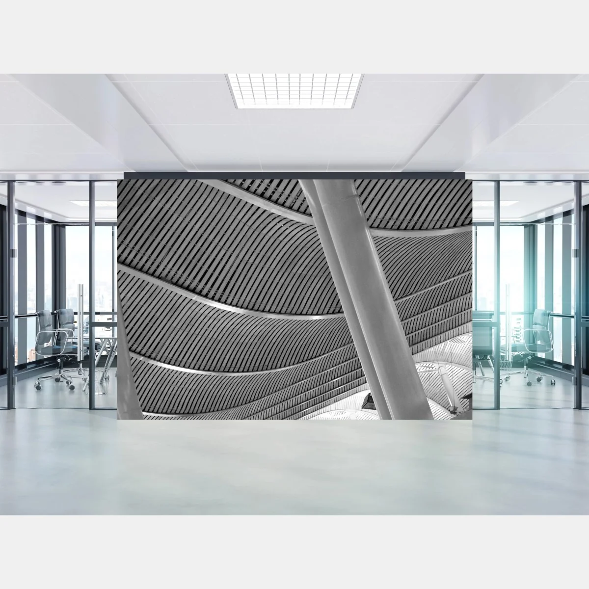 Carta da parati soffitto ondulato pattern architettonico in bianco e nero • Wallissimo® Carta da parati soffitto ondulato pattern architettonico in bianco e nero • Wallissimo®