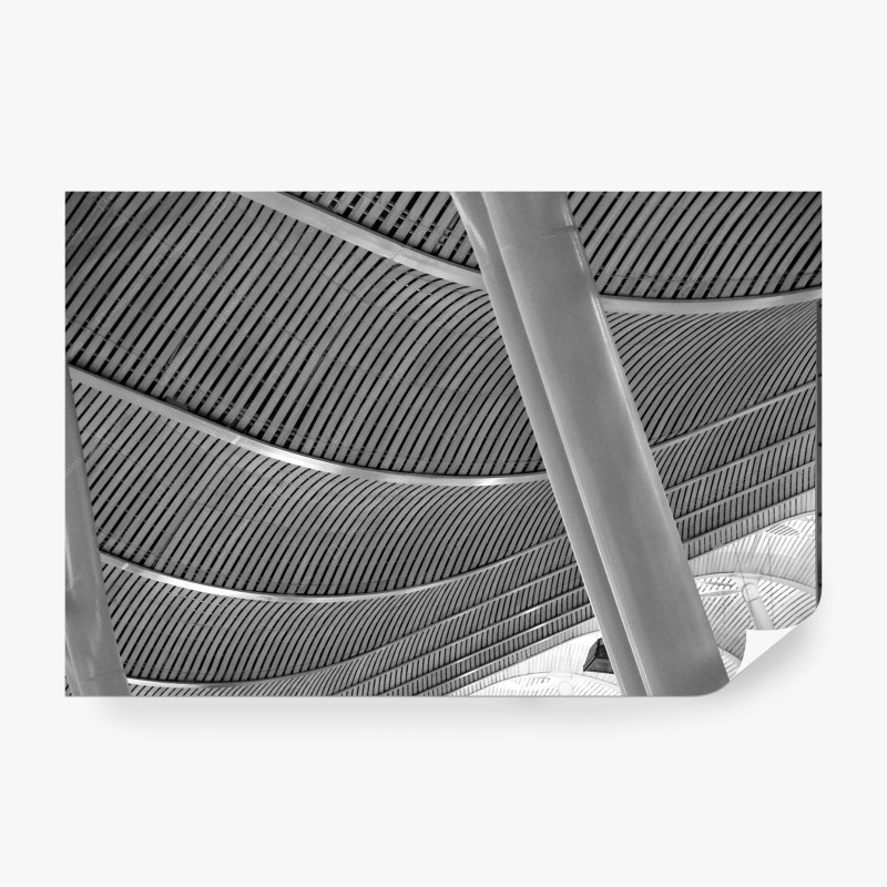 Carta da parati soffitto ondulato pattern architettonico in bianco e nero