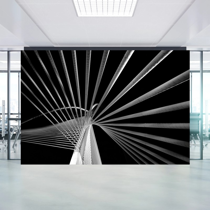 Carta da parati linee geometriche del ponte in bianco e nero