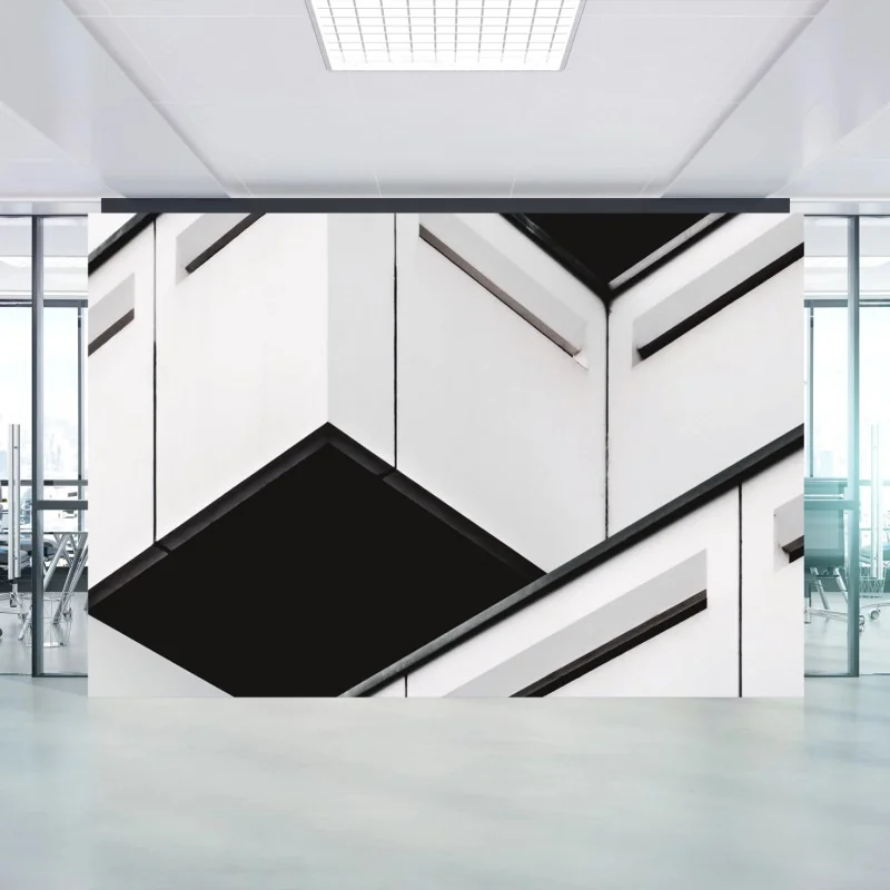 Carta da parati facciata geometrica minimal in bianco e nero