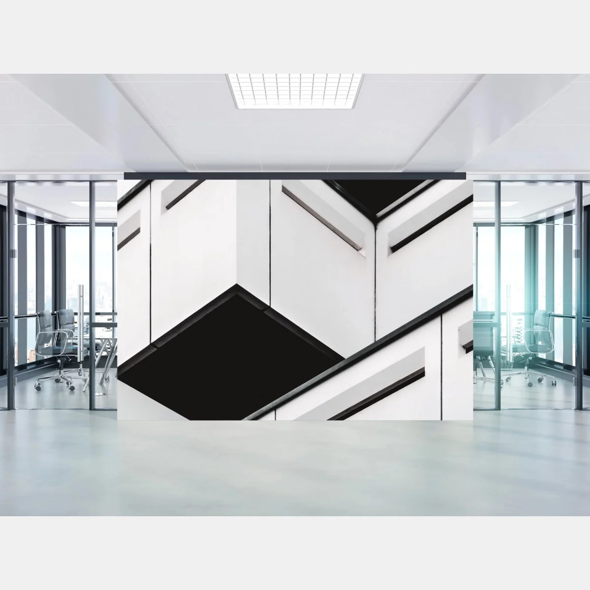 Carta da parati facciata geometrica minimal in bianco e nero • Wallissimo® Carta da parati facciata geometrica minimal in bianco e nero • Wallissimo®