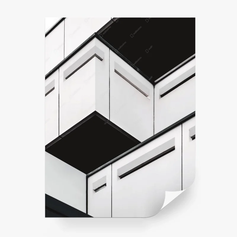 Carta da parati facciata geometrica minimal in bianco e nero
