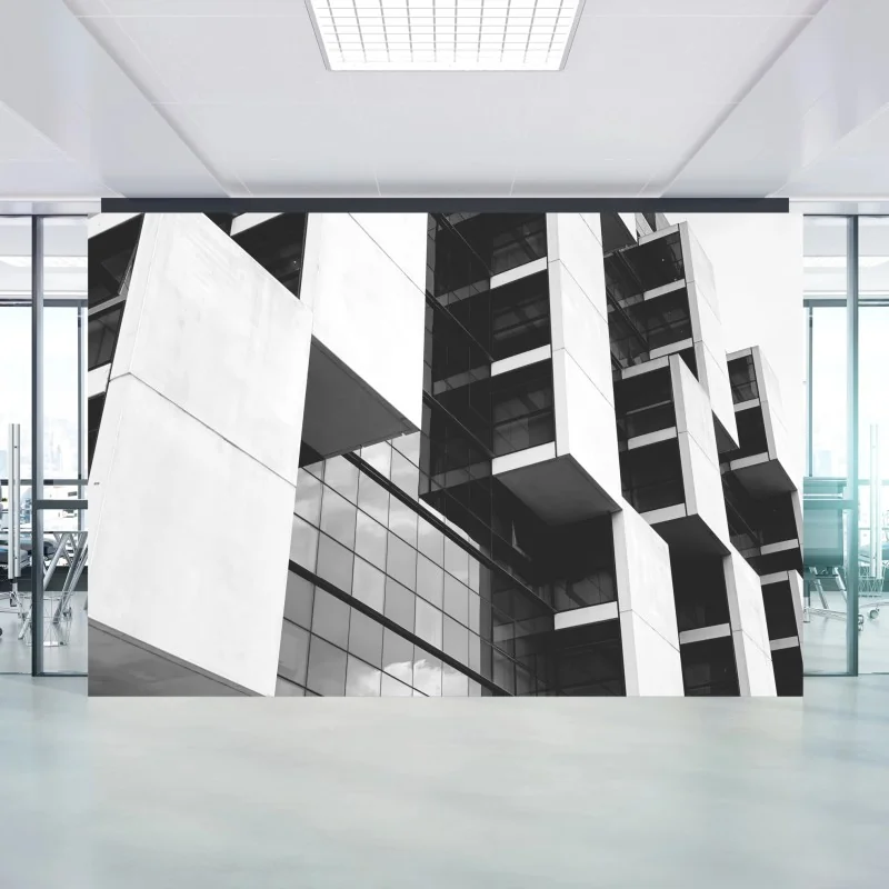 Carta da parati architettura geometrica minimalista in bianco e nero