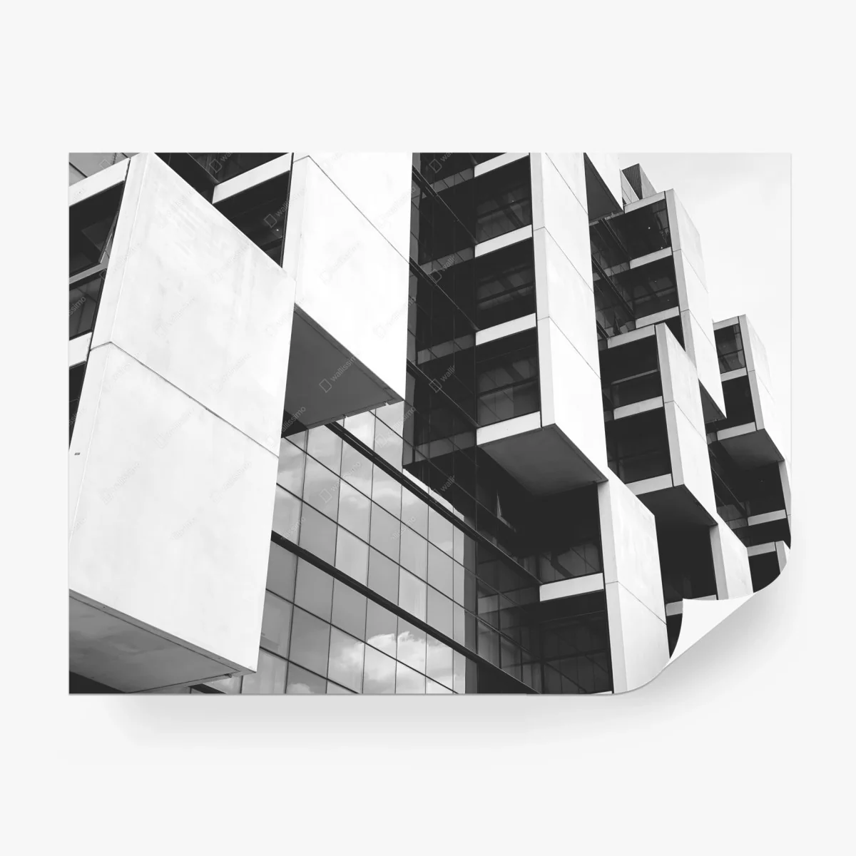 Carta da parati architettura geometrica minimalista in bianco e nero • Wallissimo®