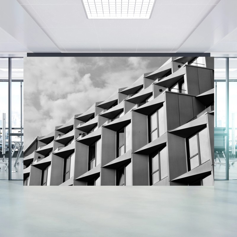 Carta da parati geometria urbana in bianco e nero