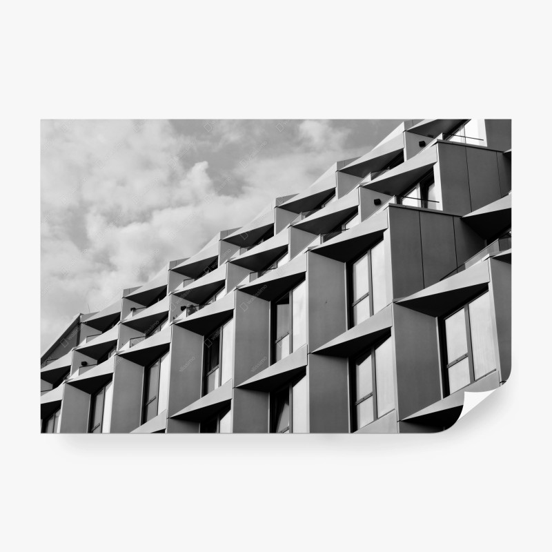Carta da parati geometria urbana in bianco e nero