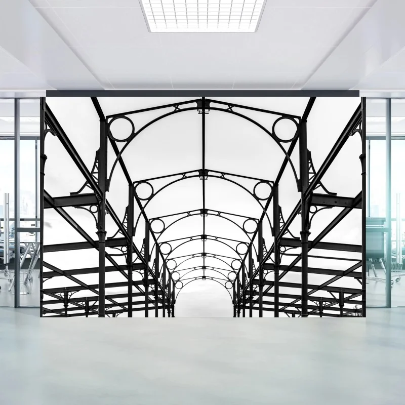 Carta da parati volte metalliche in bianco e nero