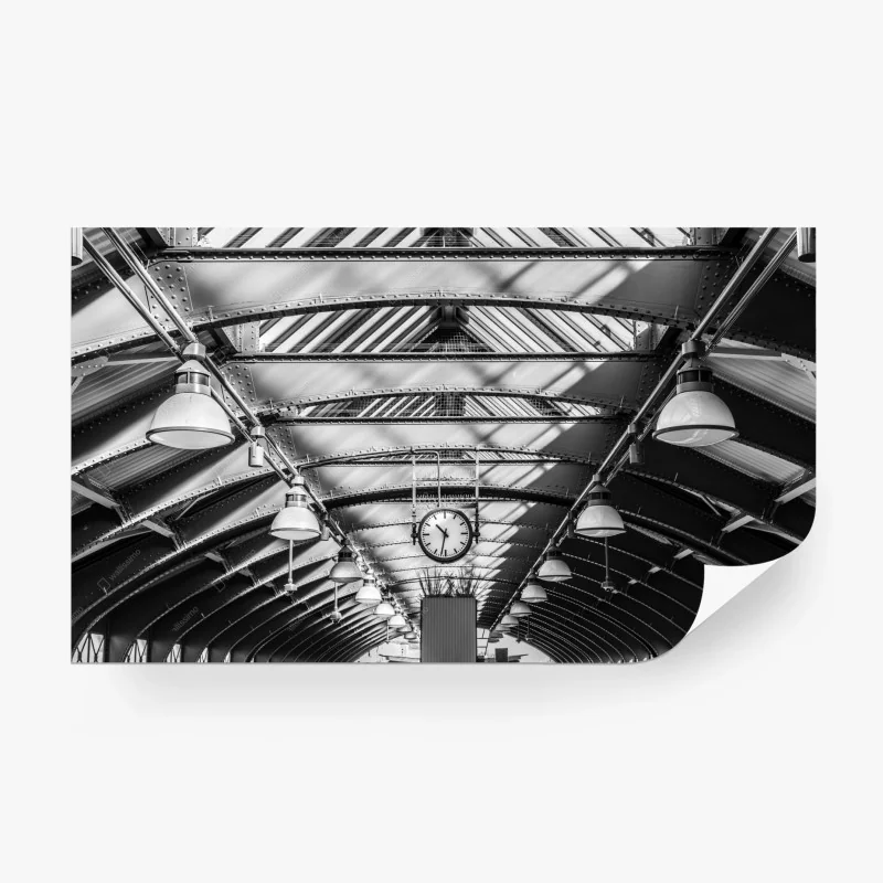 Carta da parati soffitto di stazione con orologio