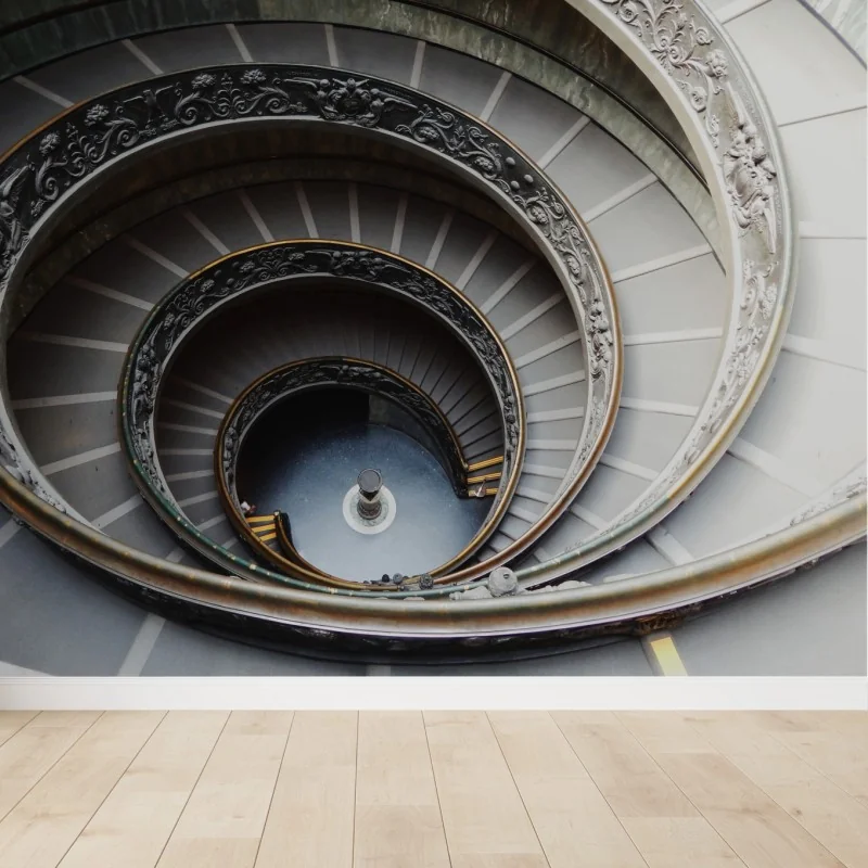 Carta da parati scala a chiocciola ornamentale vista dall'alto