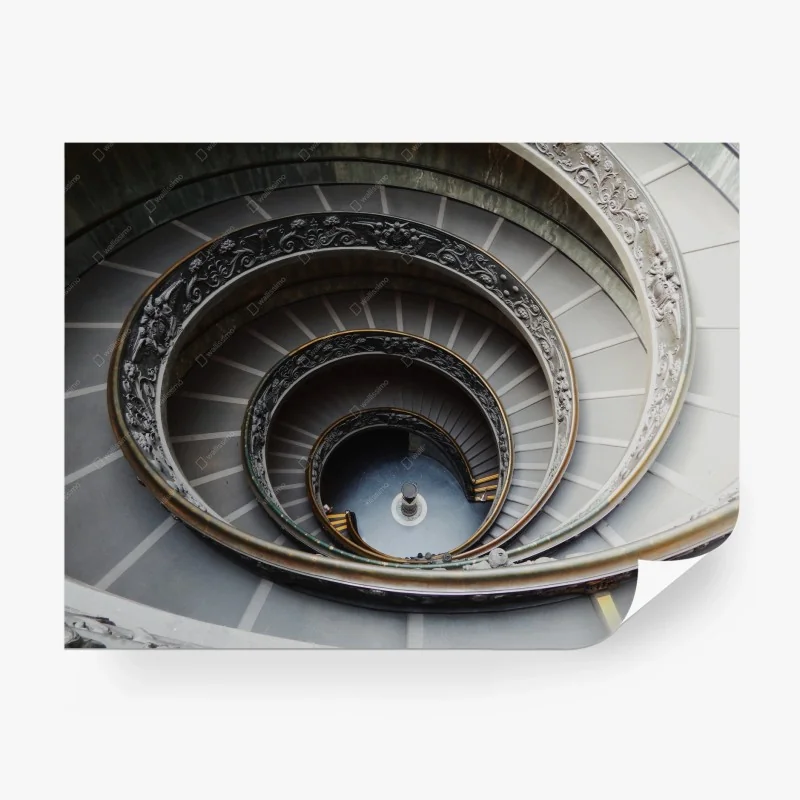 Carta da parati scala a chiocciola ornamentale vista dall'alto