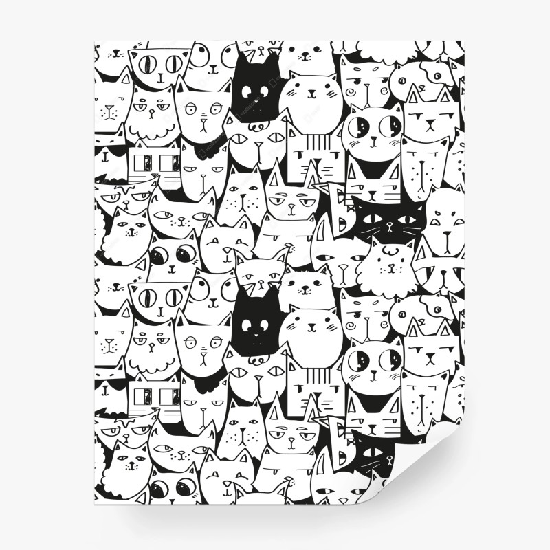 Carta da parati mosaico di gatti in bianco e nero