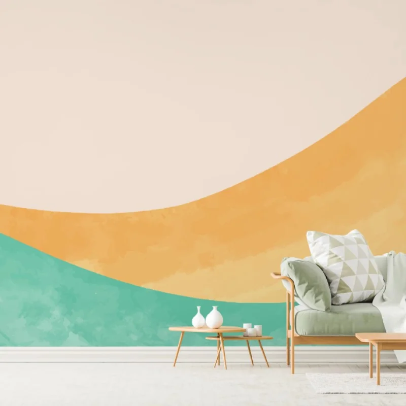 Carta da parati paesaggio ondulato in acquerello pastello
