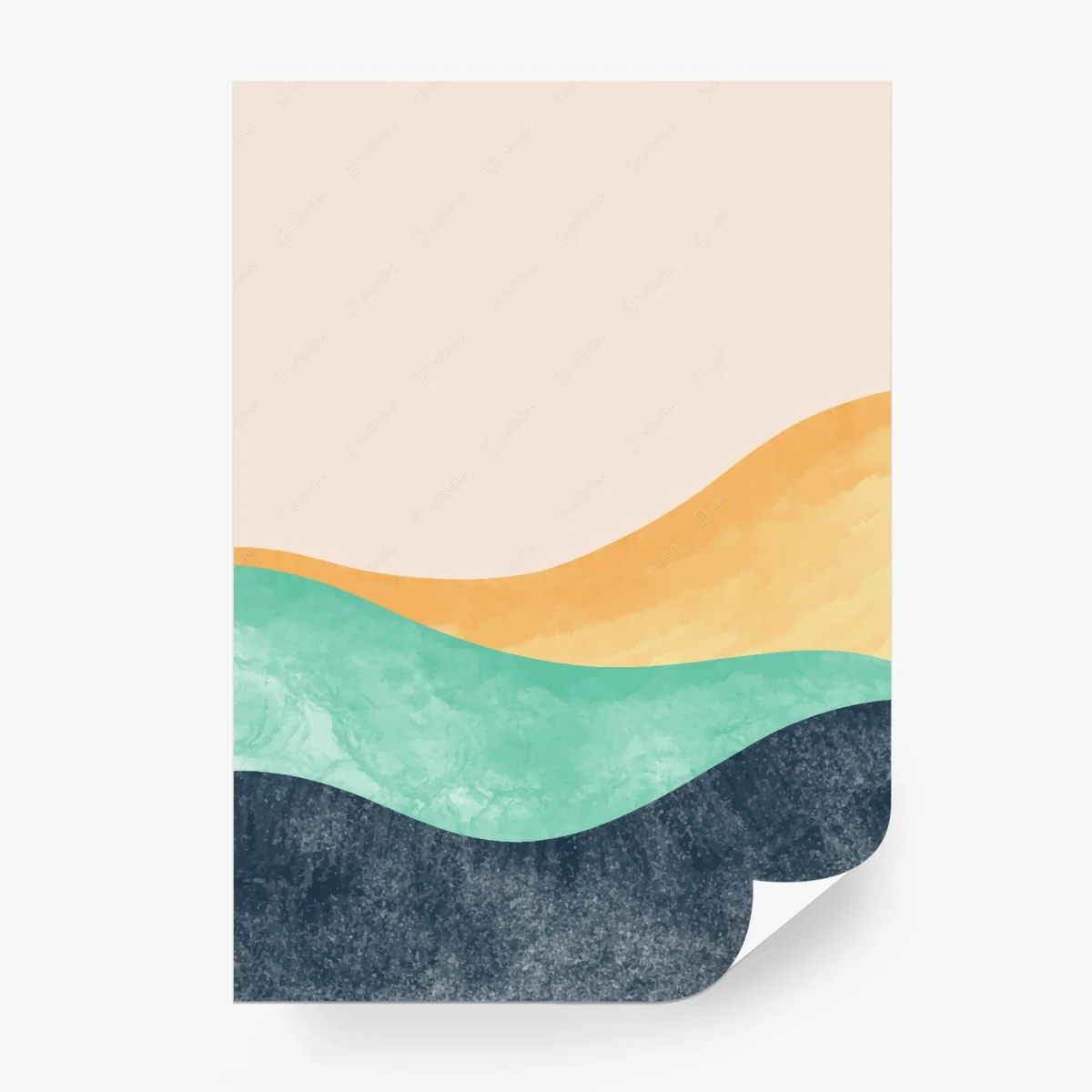 Carta da parati paesaggio ondulato in acquerello pastello • Wallissimo® Carta da parati paesaggio ondulato in acquerello pastello • Wallissimo®