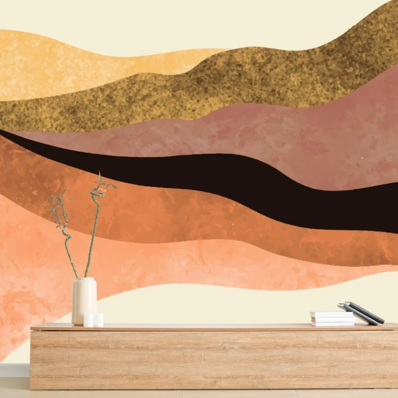 Carta da parati paesaggio ondulato in toni terra