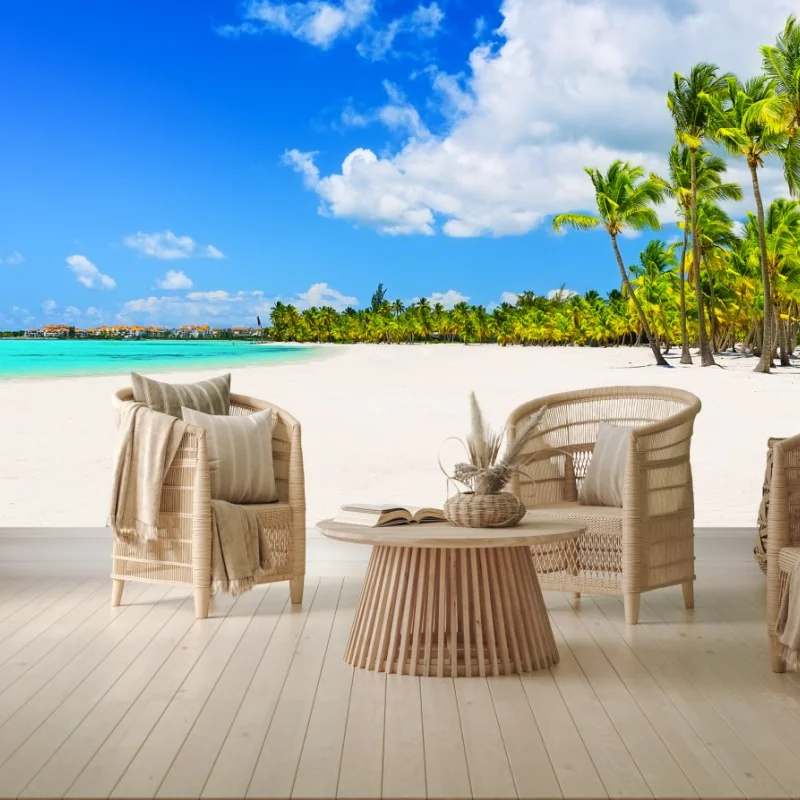 Carta da parati spiaggia tropicale di palme a Punta Cana