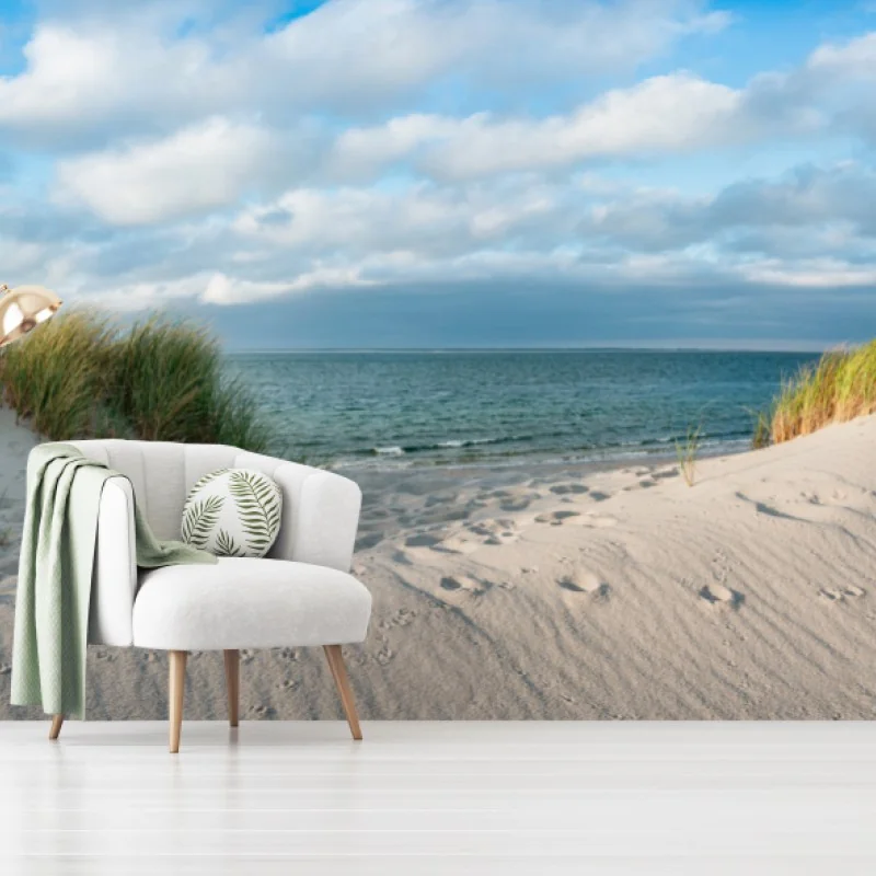 Carta da parati dune e mare con cielo nuvoloso