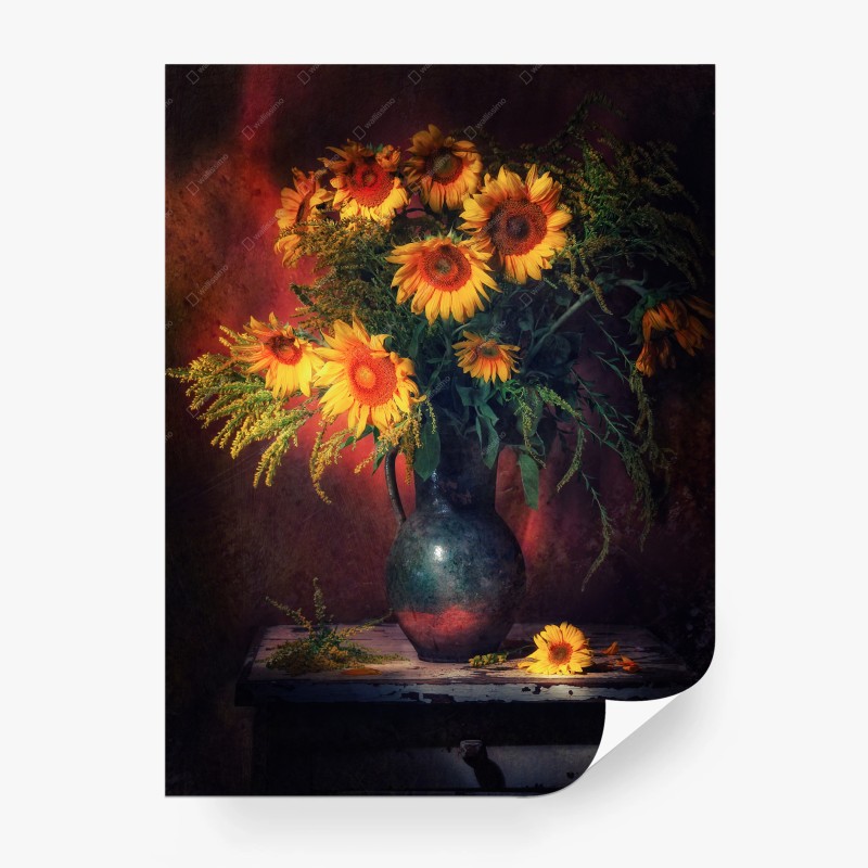 Carta da parati bouquet di girasoli in vaso antico