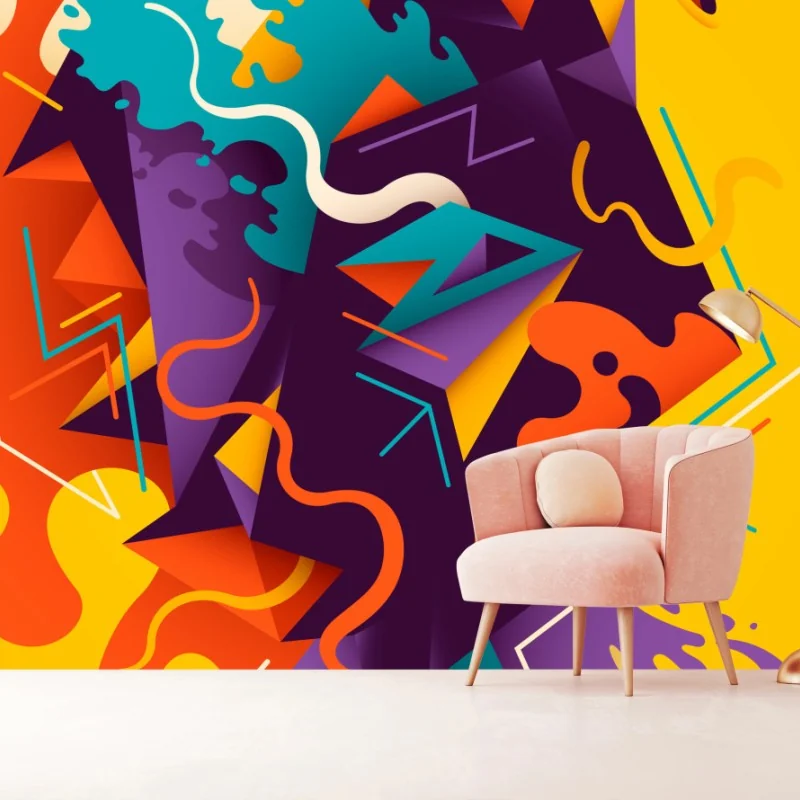 Carta da parati esplosione geometrica di colori vivaci