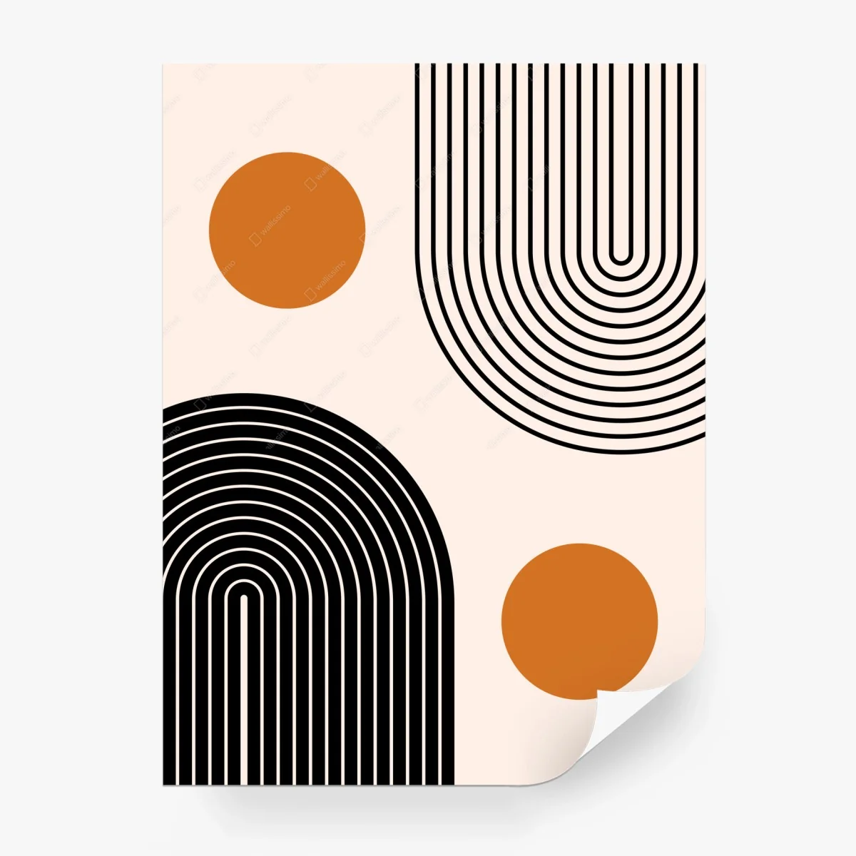 Carta da parati composizione geometrica minimalista arancio e nero • Wallissimo® Carta da parati composizione geometrica minimalista arancio e nero • Wallissimo®