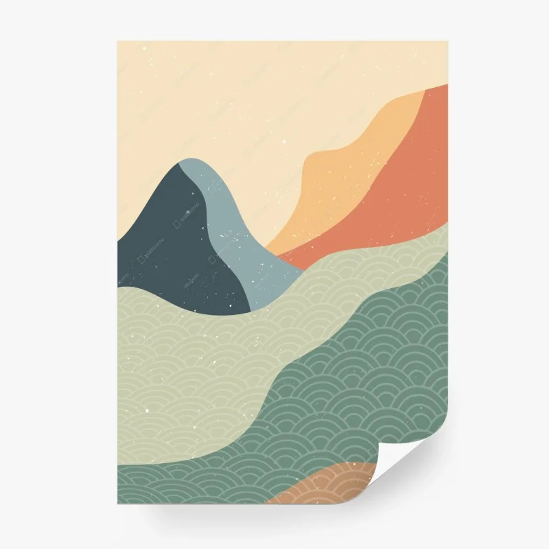 Carta da parati paesaggio montano astratto in stile giapponese