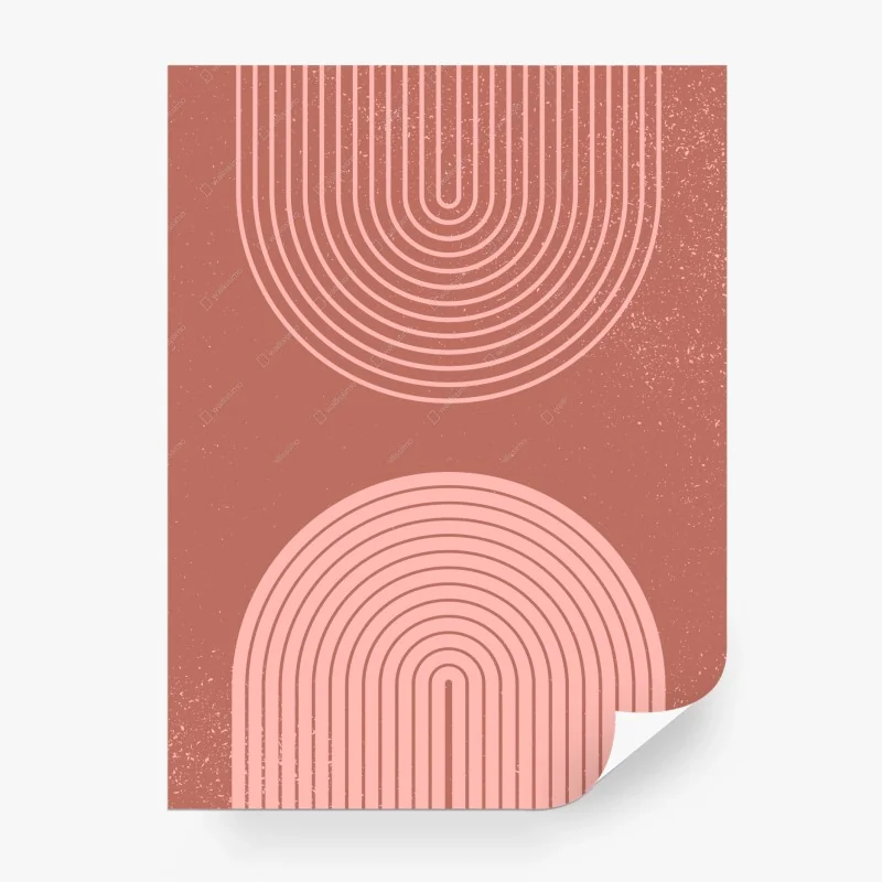 Carta da parati motivo a archi rosa su sfondo terracotta