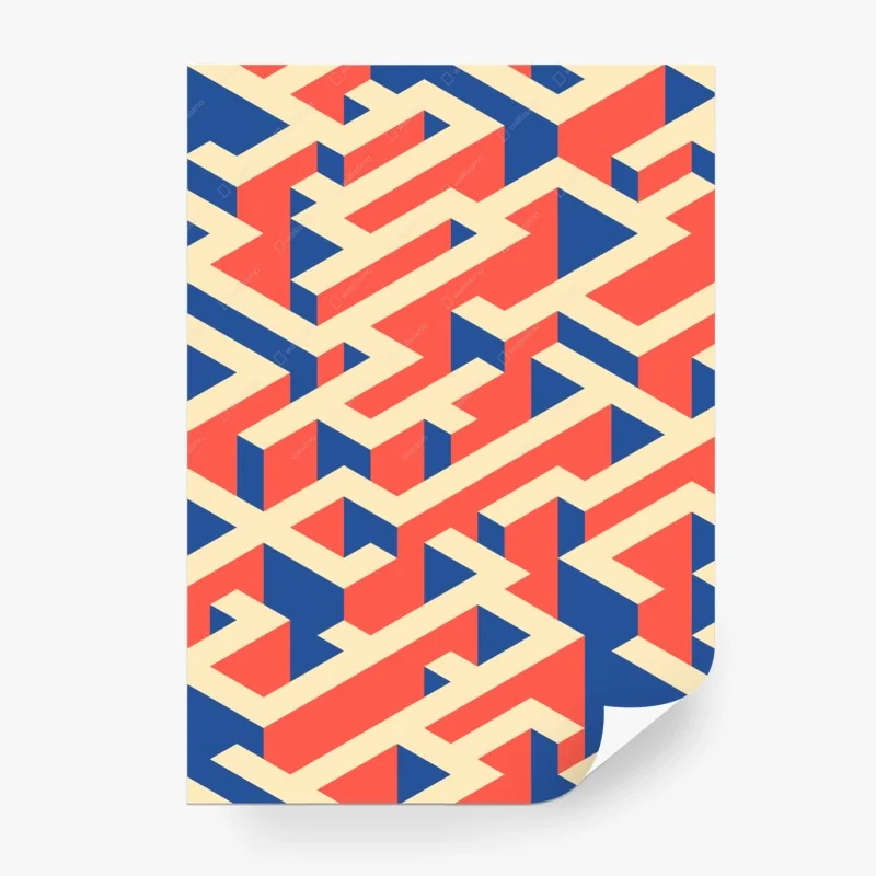 Carta da parati labirinto isometrico colorato