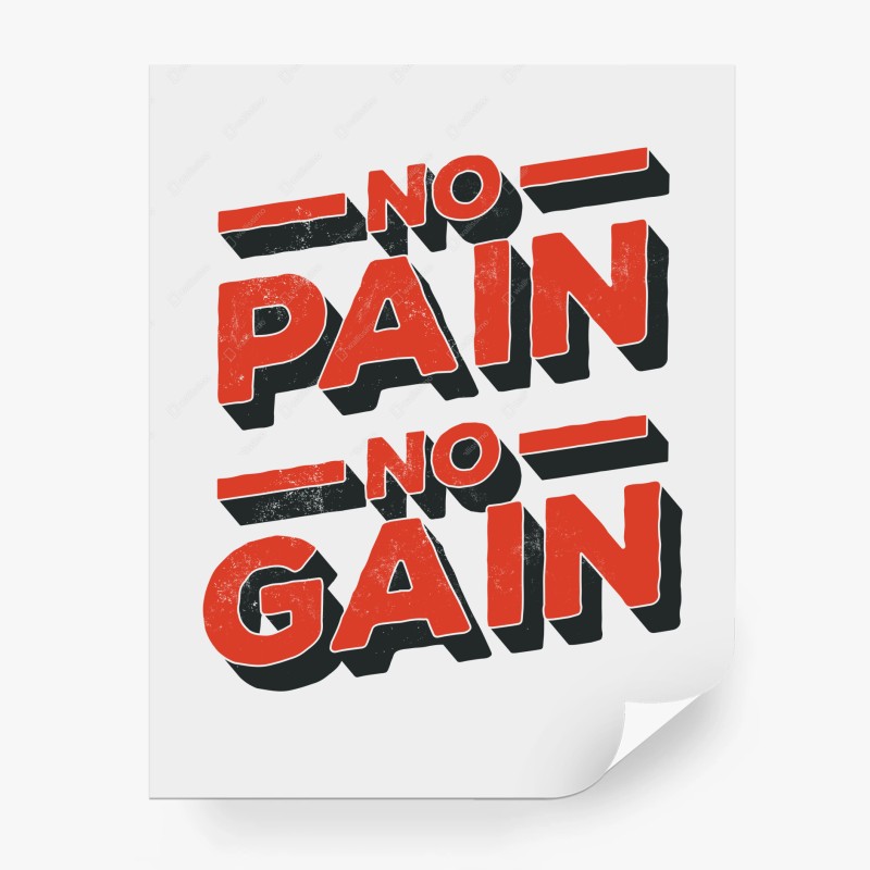 Carta da parati lettering motivazionale no pain no gain in stile retrò