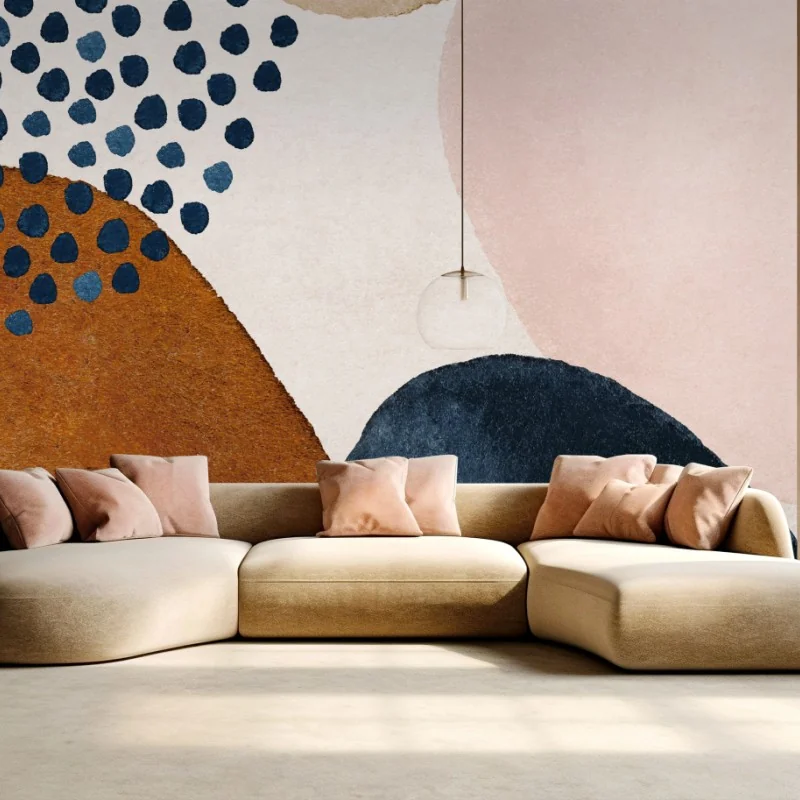 Carta da parati composizione organica acquerellata