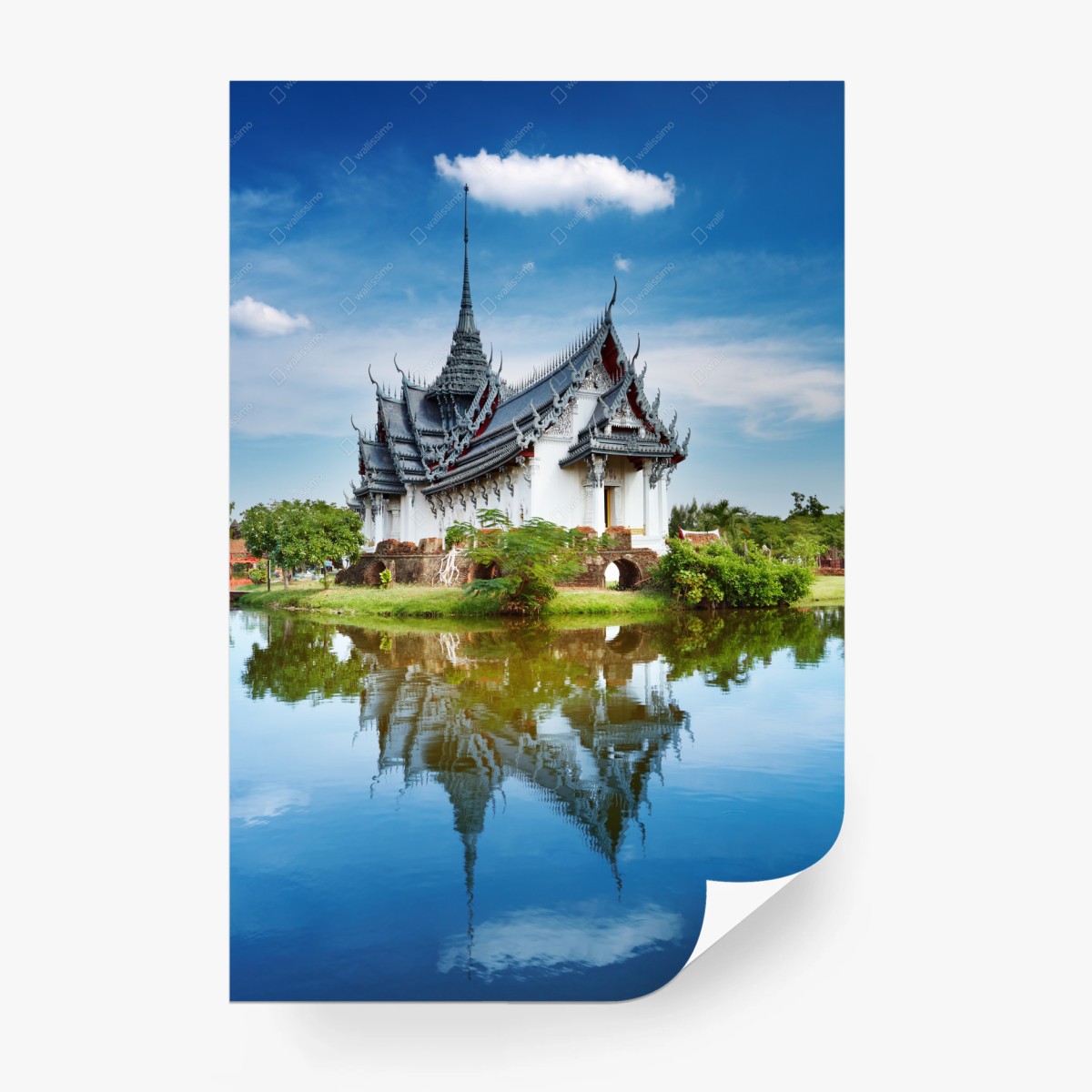Carta da parati palazzo Sanphet Prasat: riflessi sul lago • Wallissimo®