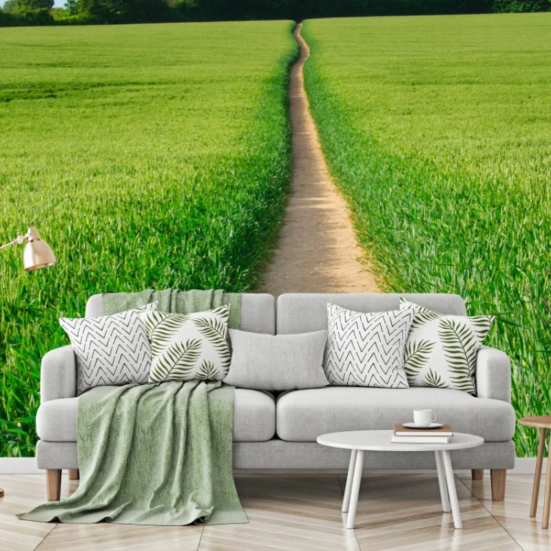 Carta da parati sentiero che conduce all'orizzonte nella campagna verde