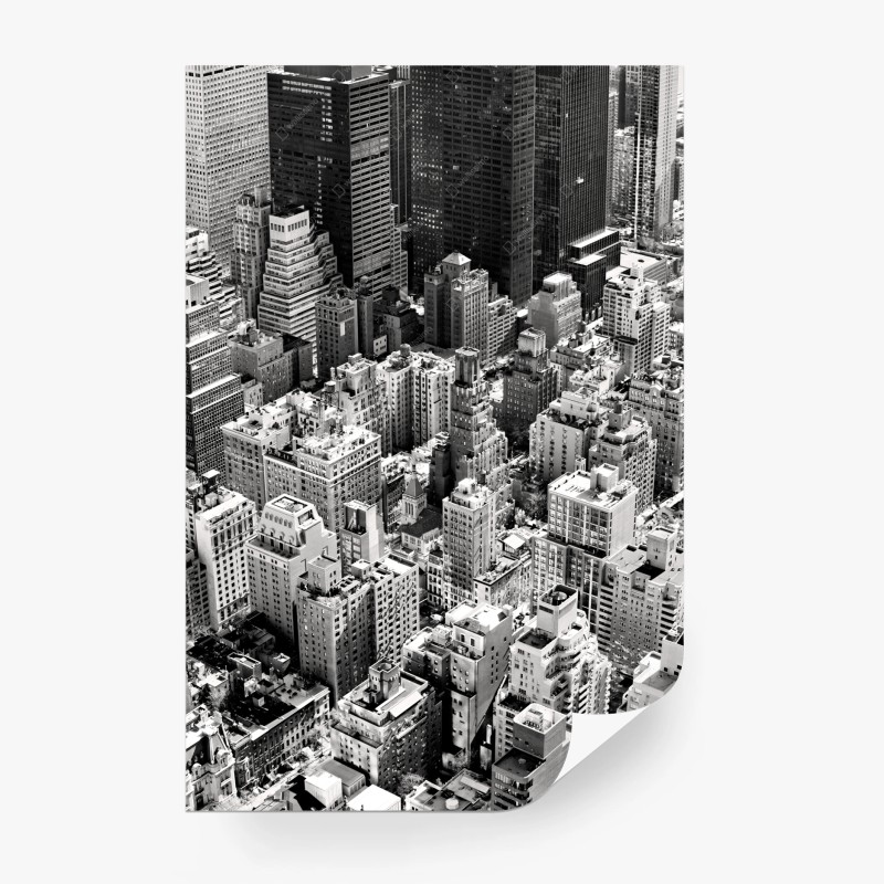Carta da parati panorama aereo di Manhattan in bianco e nero