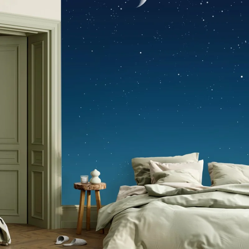 Carta da parati luna crescente nel cielo stellato