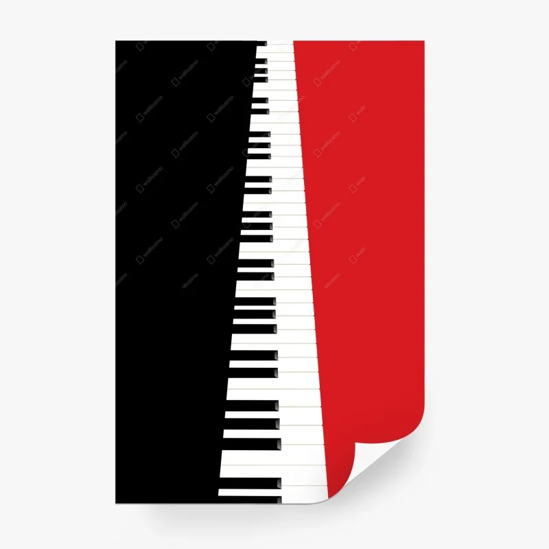 Carta da parati tastiera di pianoforte minimalista su sfondo rosso e nero