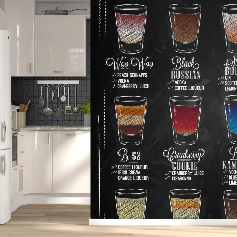 Carta da parati menu di bicchierini in stile lavagna vintage