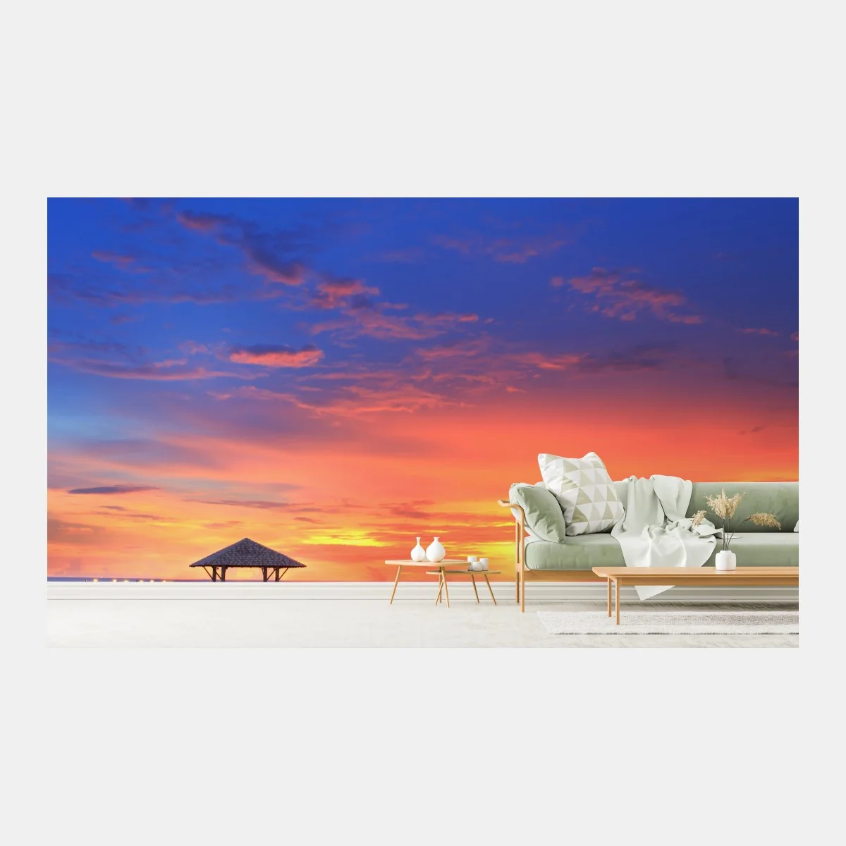 Carta da parati molo al tramonto sul mare • Wallissimo® Carta da parati molo al tramonto sul mare • Wallissimo®