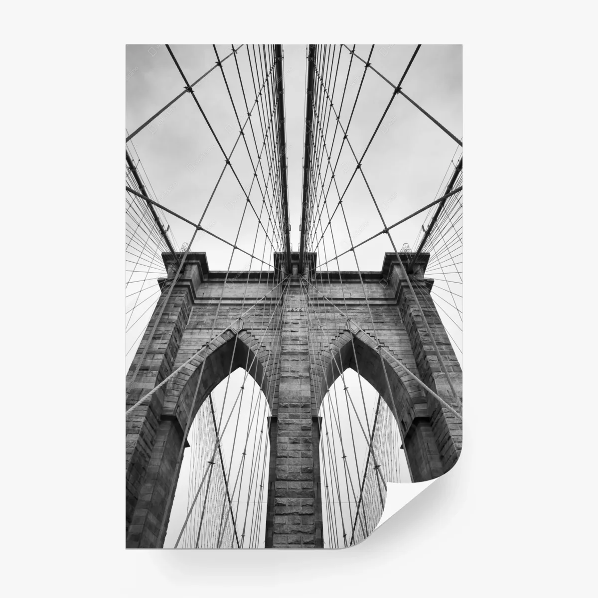 Carta da parati architettura sospesa: ponte iconico di Brooklyn • Wallissimo®