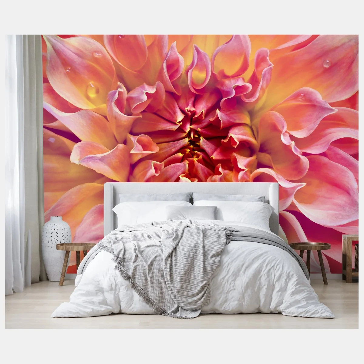 Carta da parati dettaglio floreale nei toni rosa e gialli • Wallissimo® Carta da parati dettaglio floreale nei toni rosa e gialli • Wallissimo®