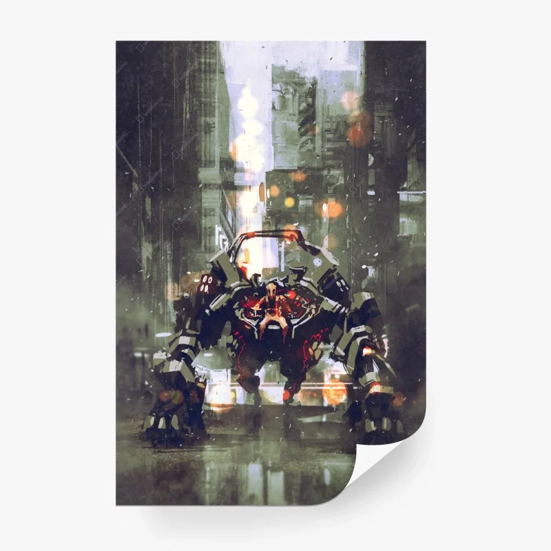 Carta da parati colosso meccanico urbano