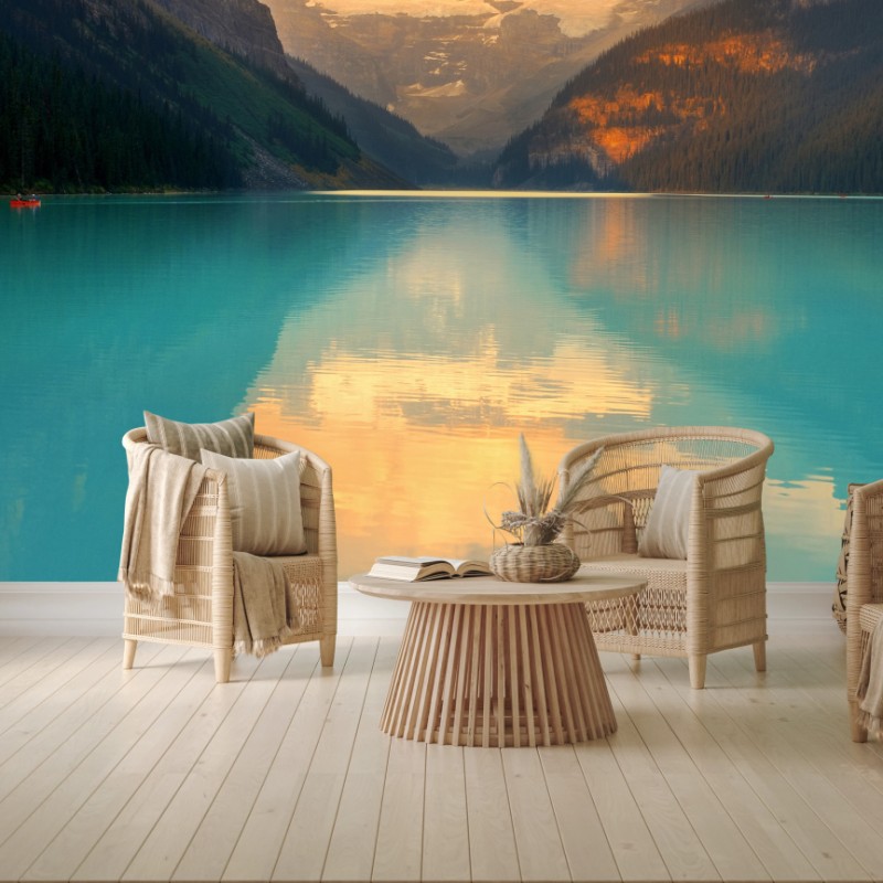 Carta da parati alba dorata a Lake Louise