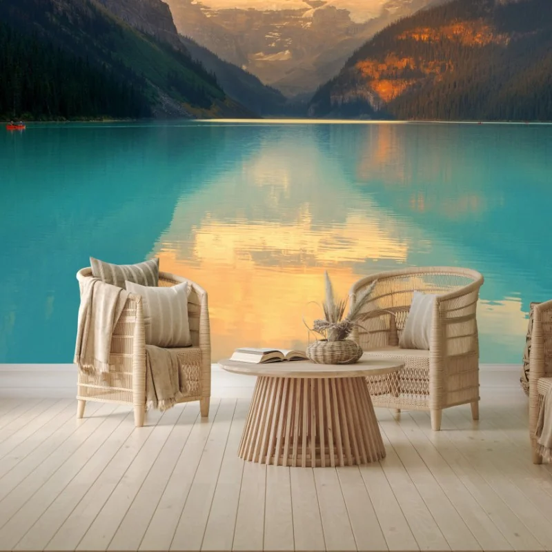 Carta da parati alba dorata a Lake Louise