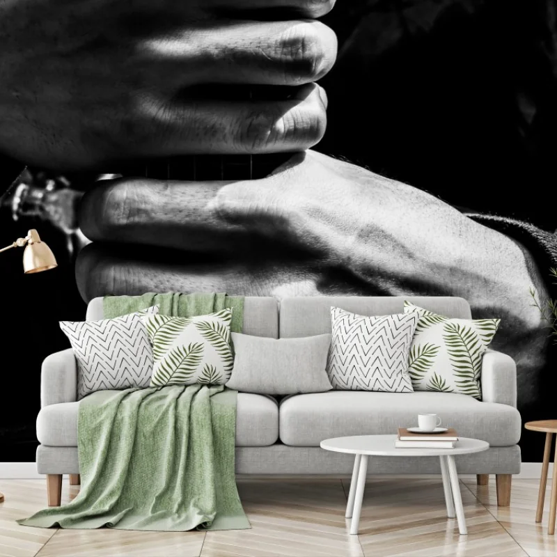 Carta da parati stretta sulla chitarra in bianco e nero