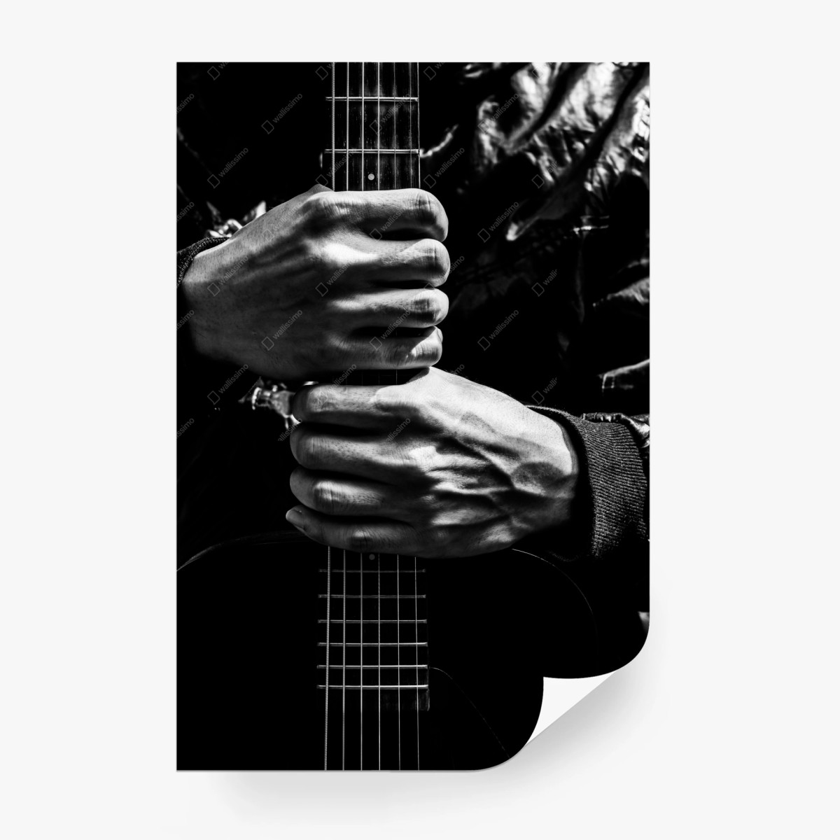 Carta da parati stretta sulla chitarra in bianco e nero • Wallissimo®