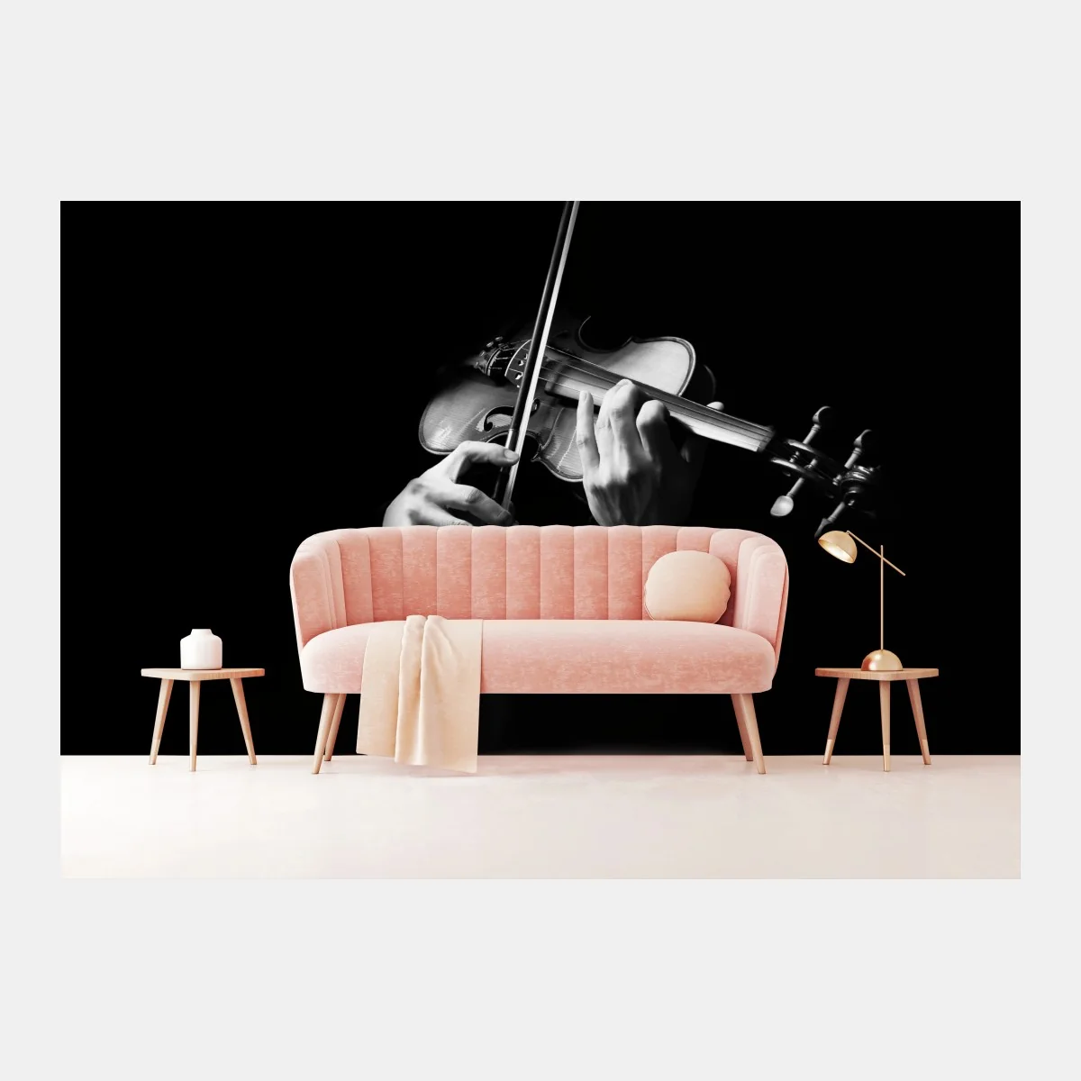 Carta da parati violino in controluce su sfondo nero • Wallissimo® Carta da parati violino in controluce su sfondo nero • Wallissimo®