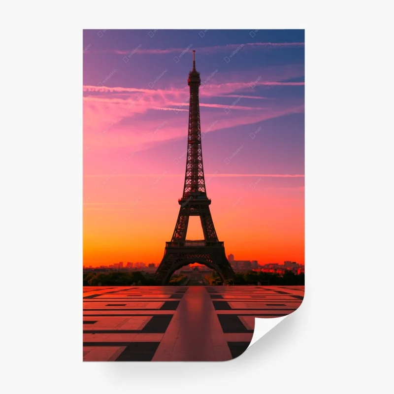 Carta da parati tramonto sulla Torre Eiffel a Parigi