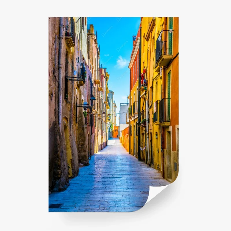 Carta da parati scorcio di vicolo colorato al sole