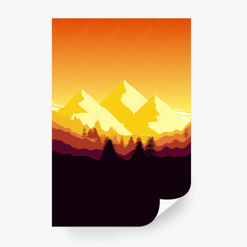 Carta da parati tramonto dorato sulle montagne