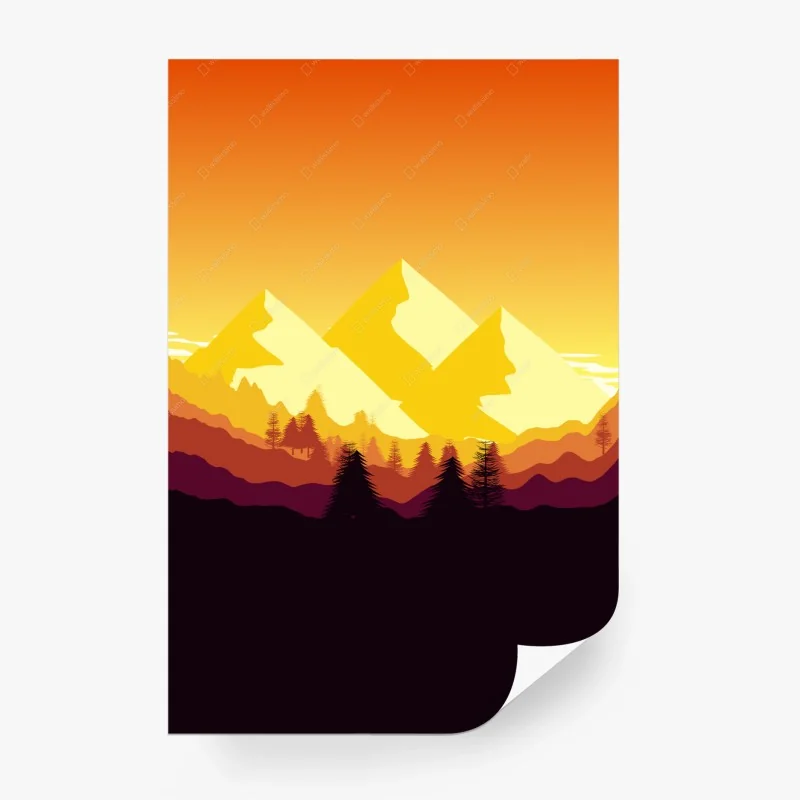 Carta da parati tramonto dorato sulle montagne