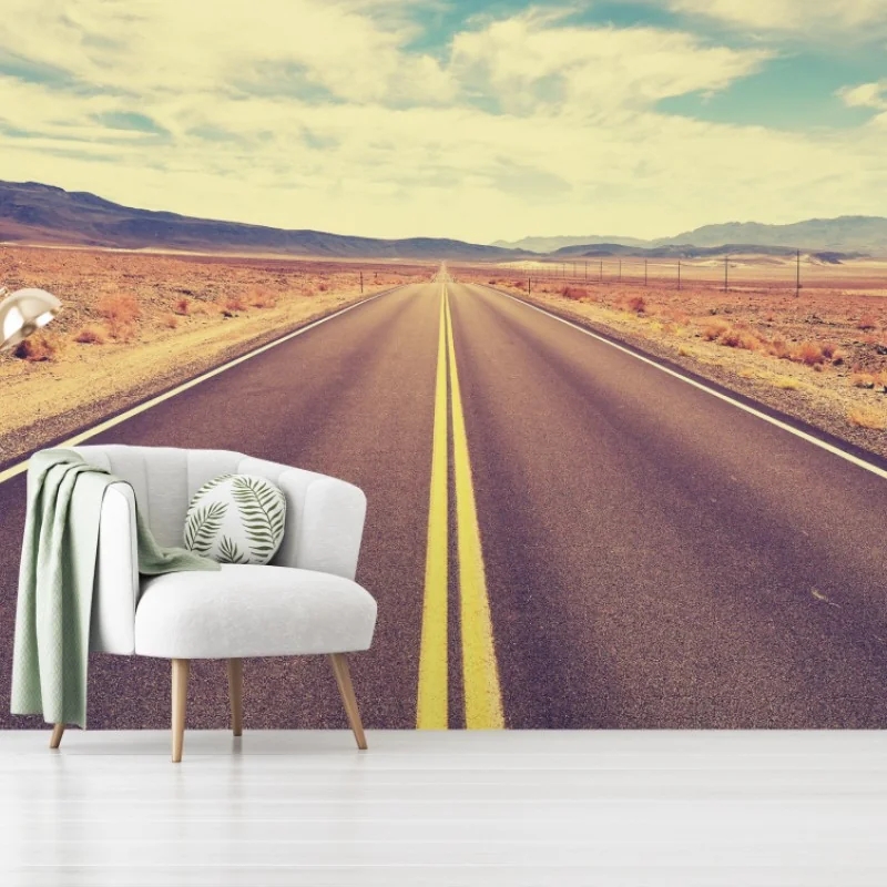 Carta da parati strada infinita nel deserto della Valle della Morte, California